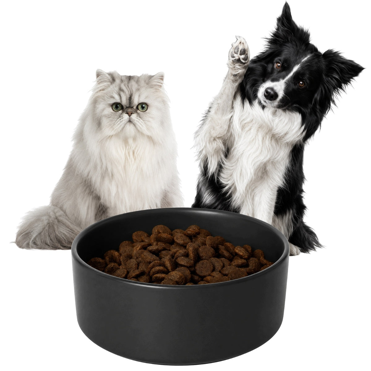 Ceramic bowl for cat dog black Ø 12,7 cm for food water flavors 400 ml