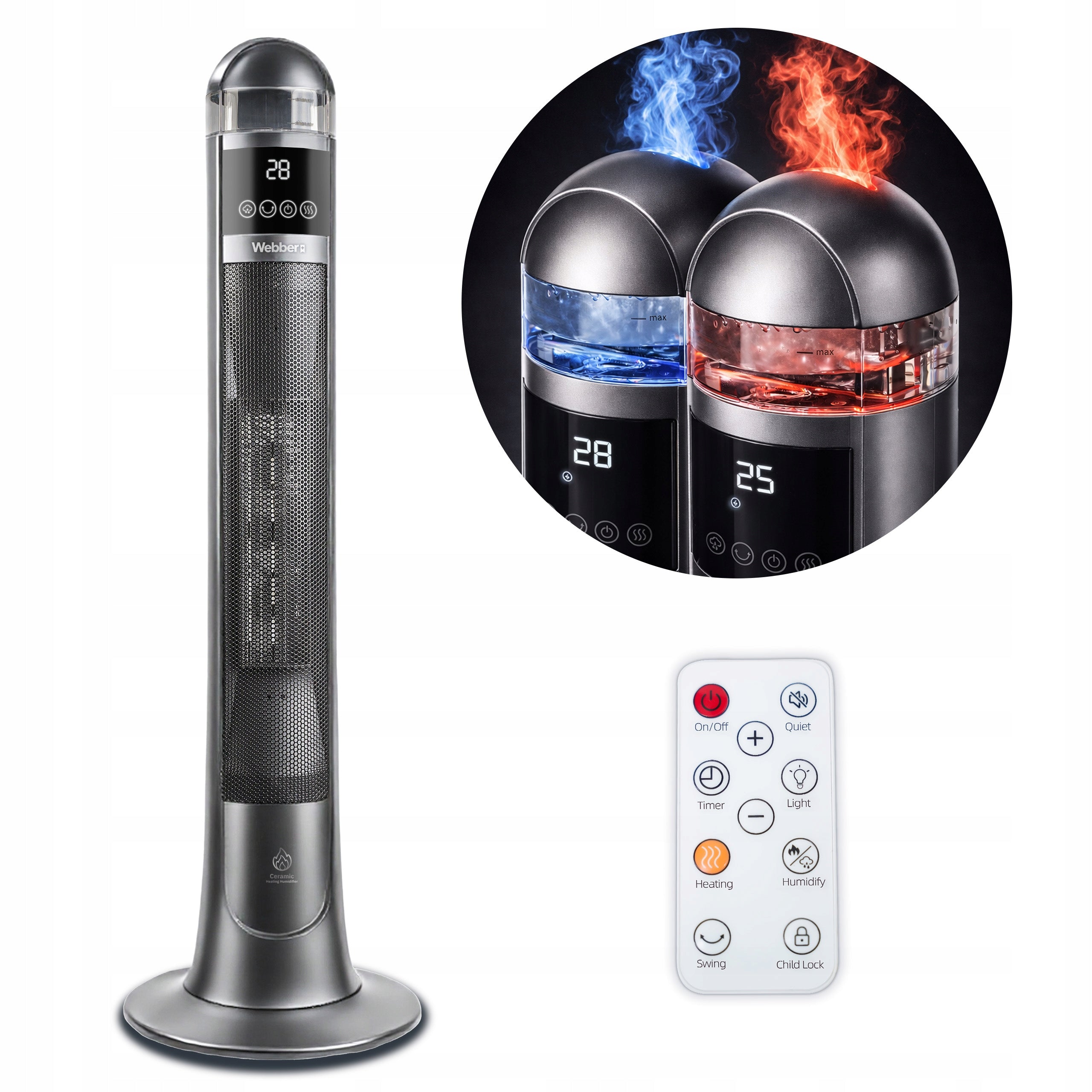 Ceramic radiator Column Webber 2200W with humidifier