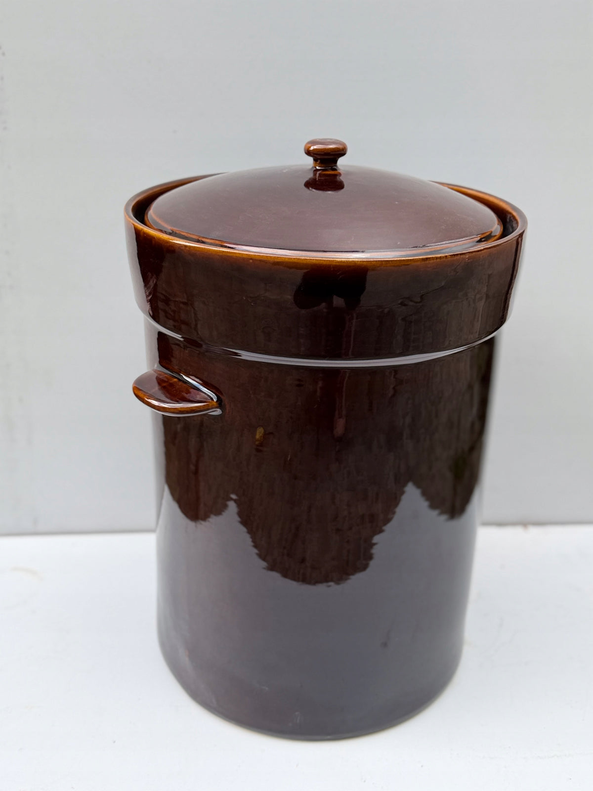 Ceramic stoneware barrel 35l with flange + lid bronze for pickling Manufacturer code karkob-821180