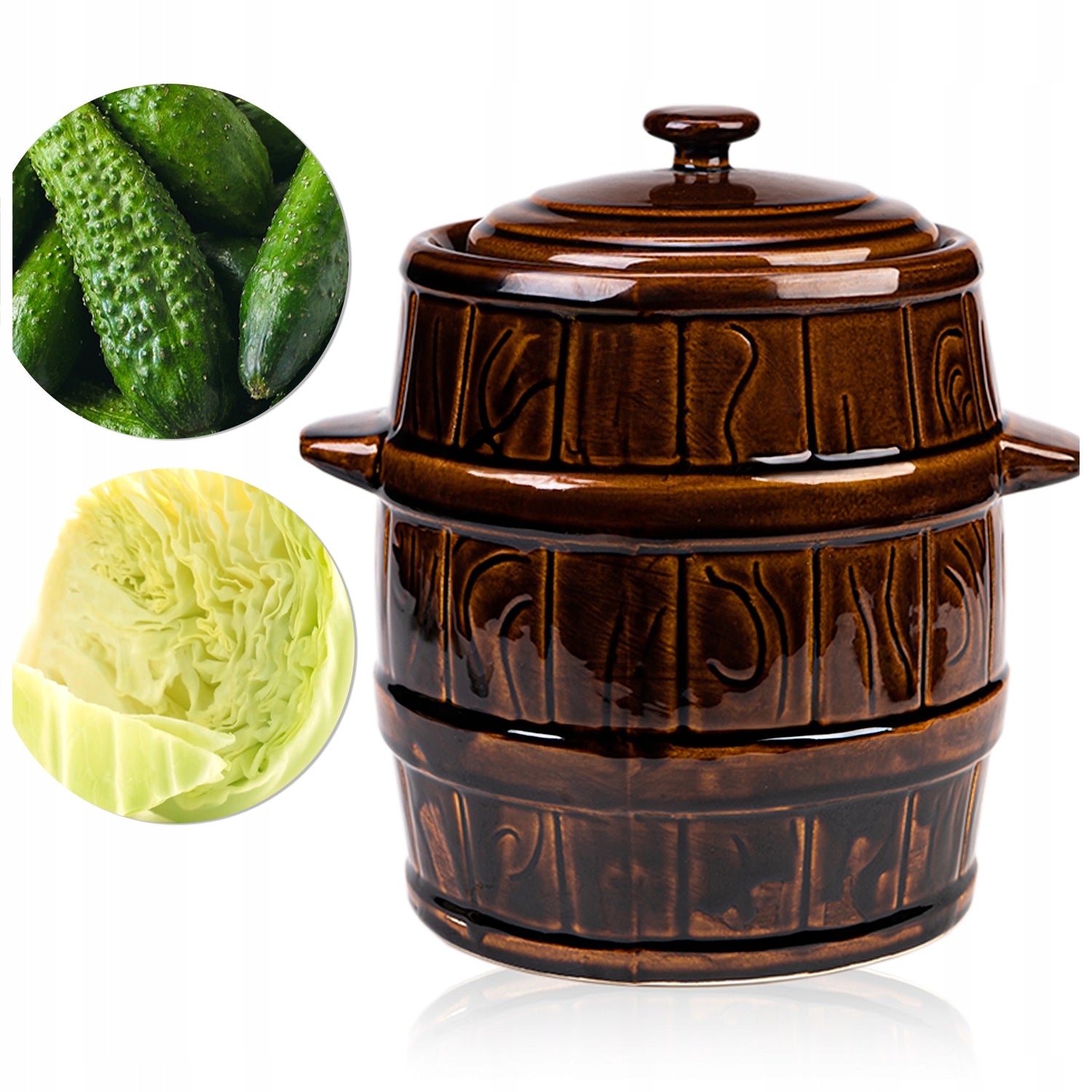 Ceramic stoneware barrel 5L POT FOR PICKLING CUCUMBER CABBAGE FOR LARD