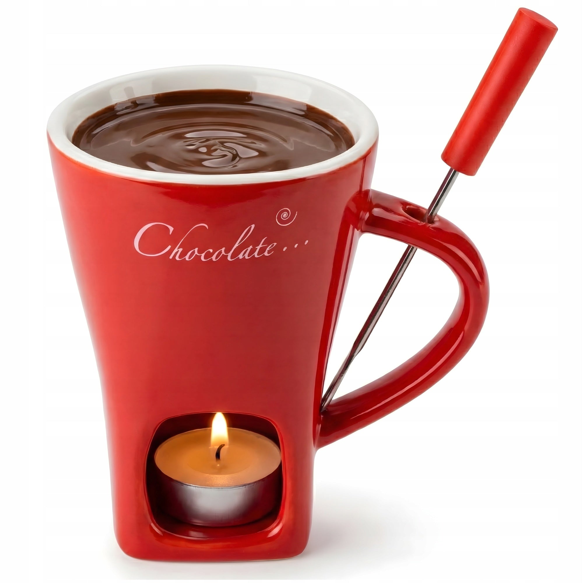 Ceramiczny KUBEK DO FONDUE czekoladowego ZESTAW DO GORĄCEJ CZEKOLADY