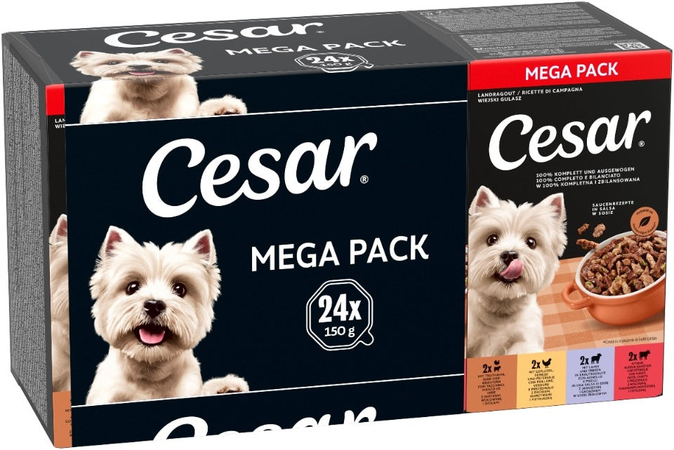 Cesar Rural Stew Wet Dog Food Mix of Flavors in Sauce 24x150 g