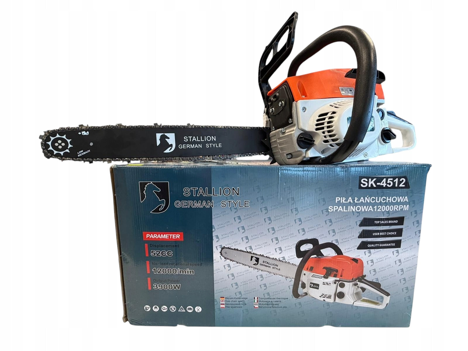 Chainsaw Combustion 52cc 3.9kW (3,9 kW / 5,3 HP) 12000 RPM Batteries included no