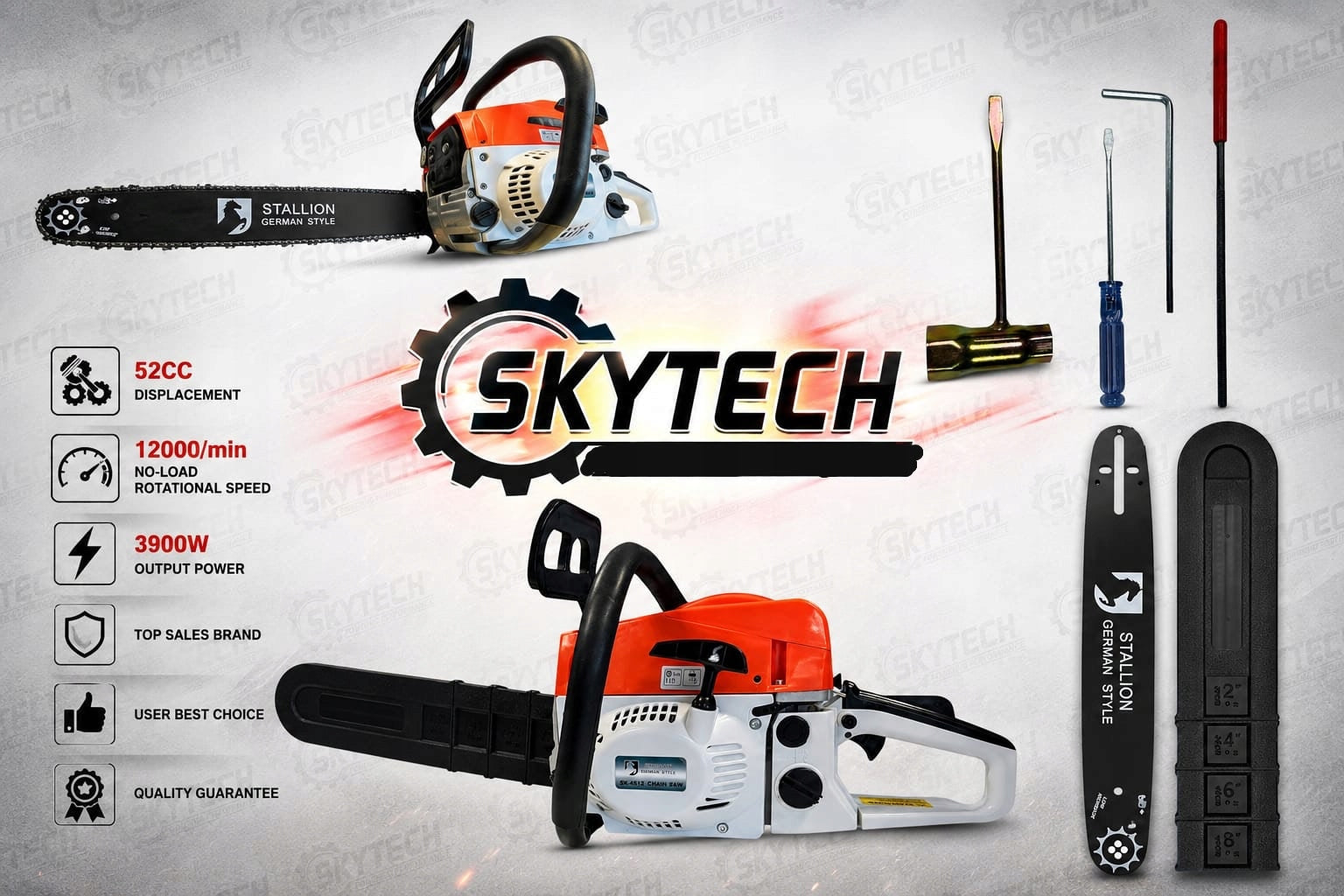 Chainsaw Combustion 52cc 3.9kW (3,9 kW / 5,3 HP) 12000 RPM Manufacturer code SK 4512