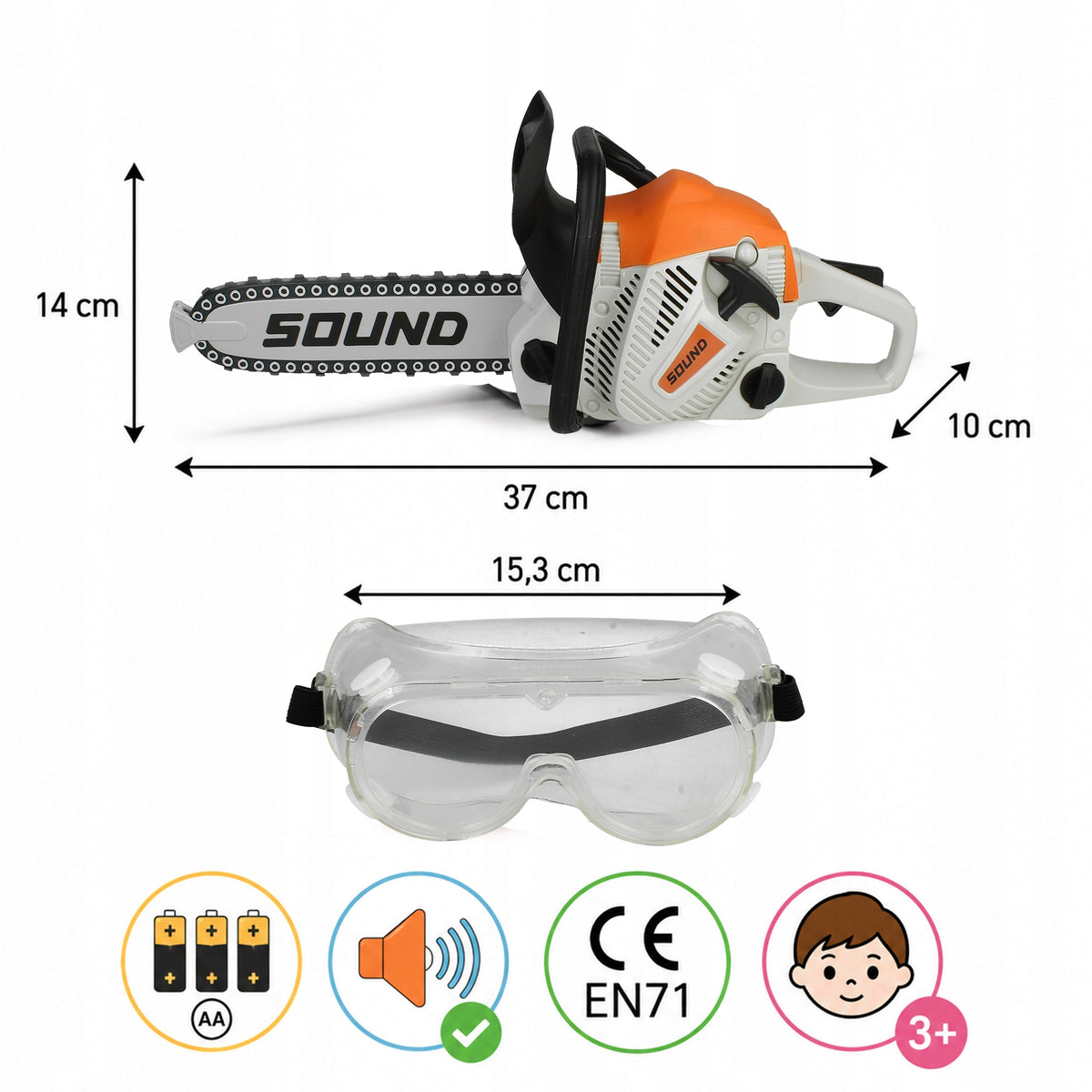 Chainsaw Combustion Mechanical Motor Saw for Kids + Glasses Manufacturer code Z3394