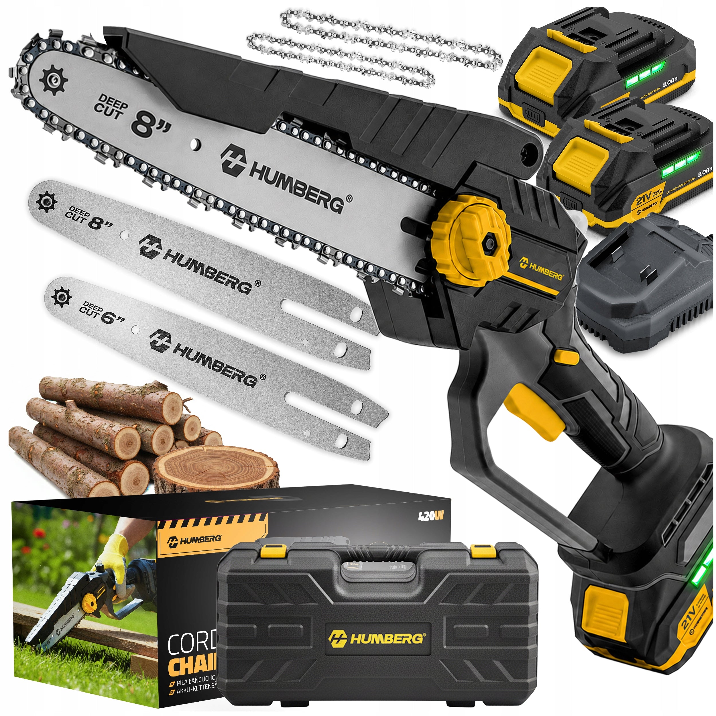 Chainsaw Cordless Saw 1x8" 1x6" BRUSHLESS 2xAKU