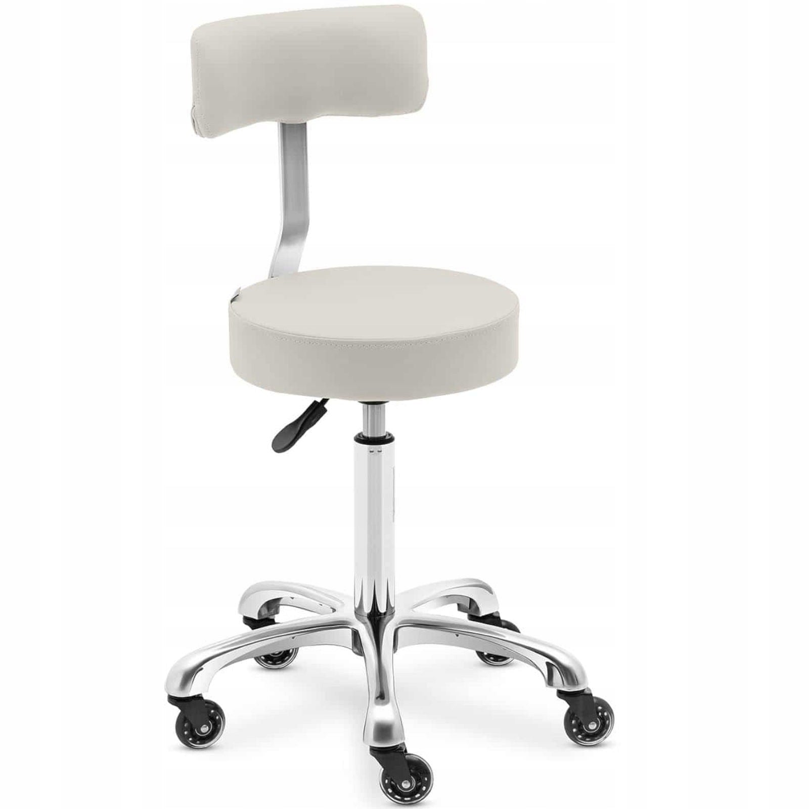 Chair stool cosmetic stool with backrest on wheels up to 150 kg WELLS beige Brand Physa