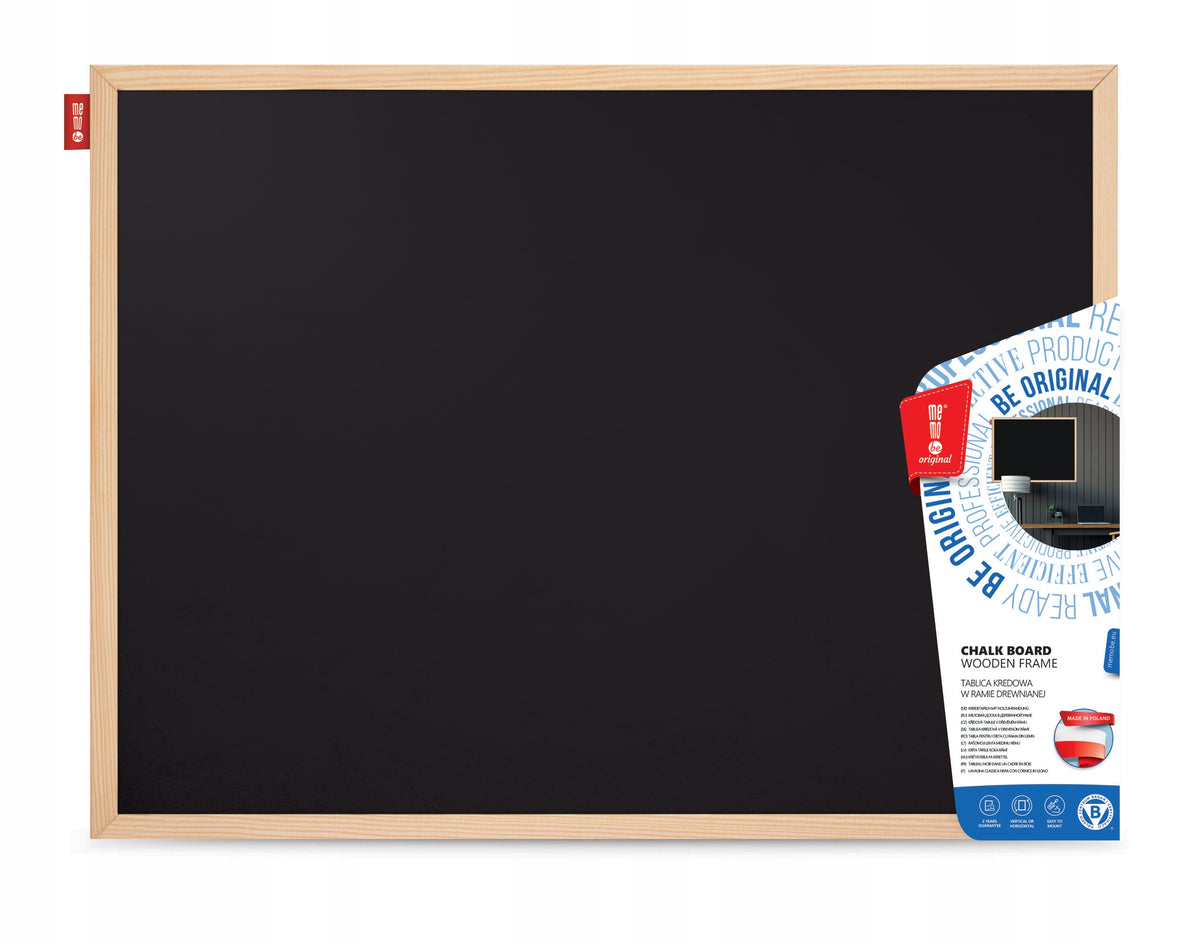 Chalkboard Black 80x60 cm MemoBe In Wooden Frame Home School Work Packaging status original