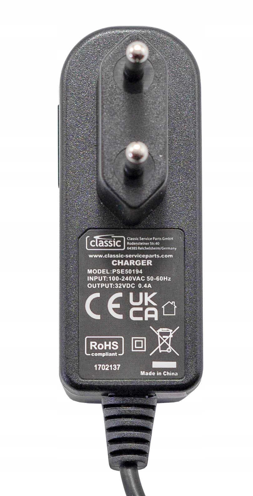 Charger for vacuum cleaner Bosch Flexxo Series 4 BBH3K2800/04 BCH3K2852/04 Manufacturer Bosch