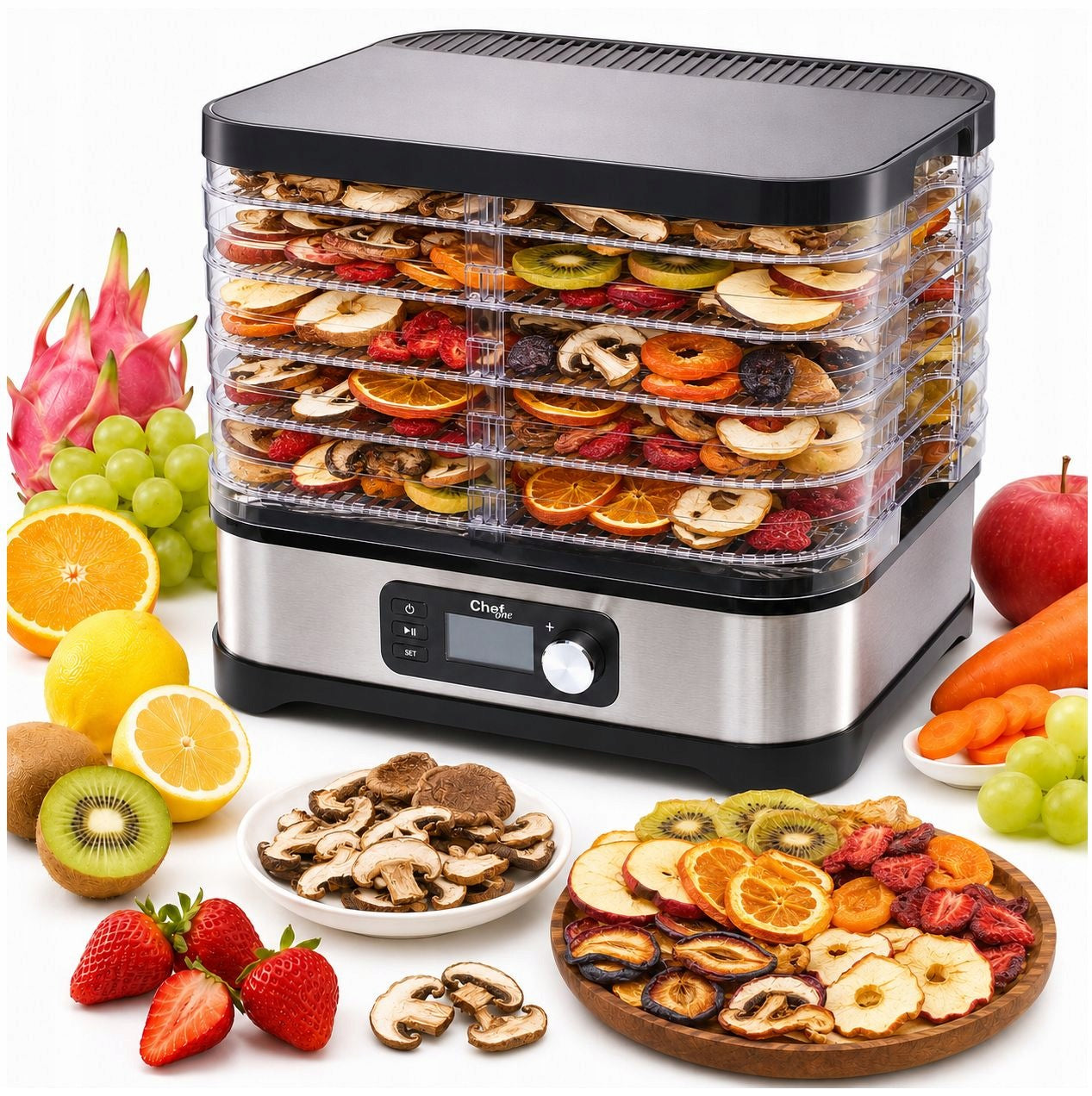 ChefOne SG-400LCD Vegetable Fruit Mushroom Dryer Food Timer 5 Shelves