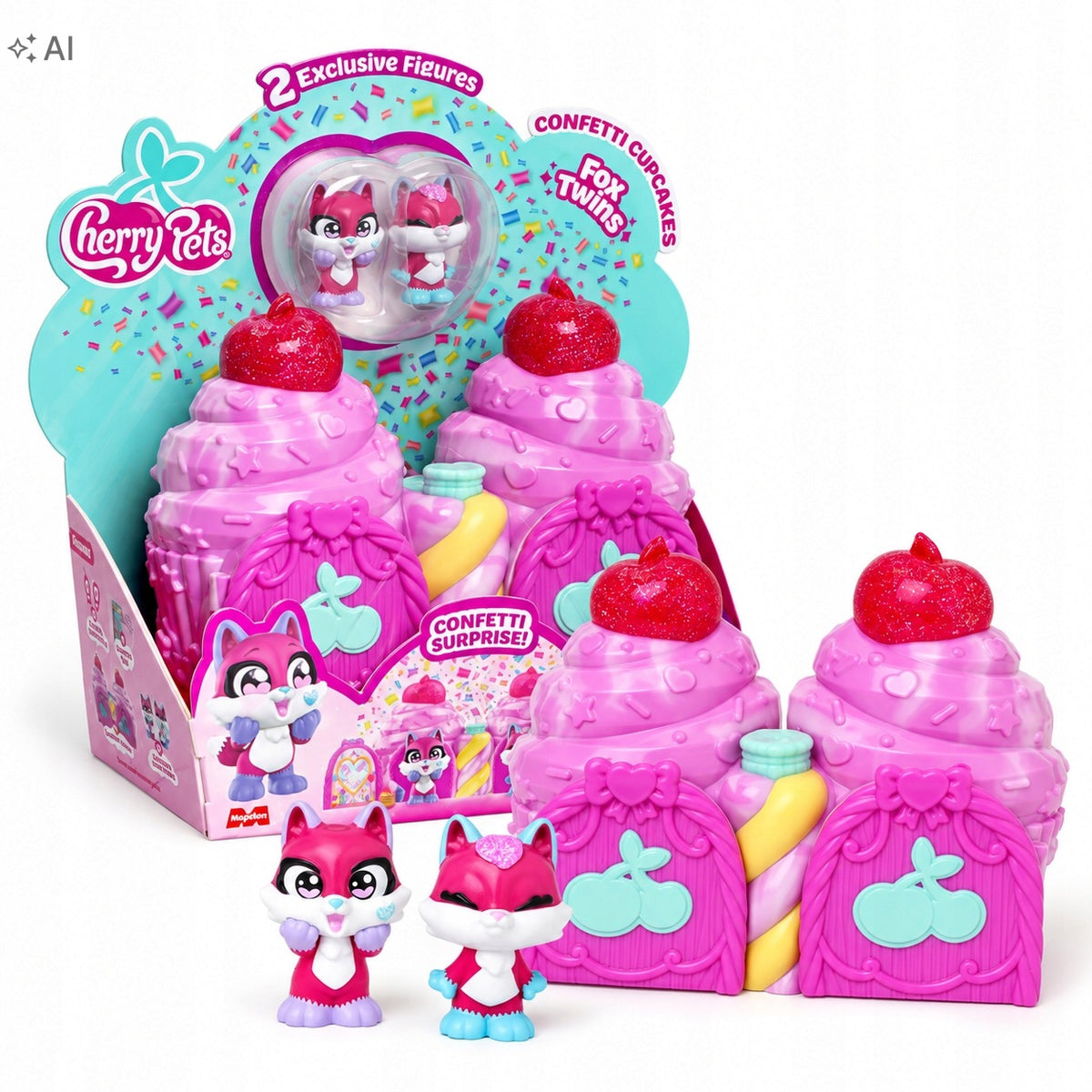 Cherry Pets Confetti Cupcakes Fox Twins 2 Fox Figurines Magicbox 4+ gift