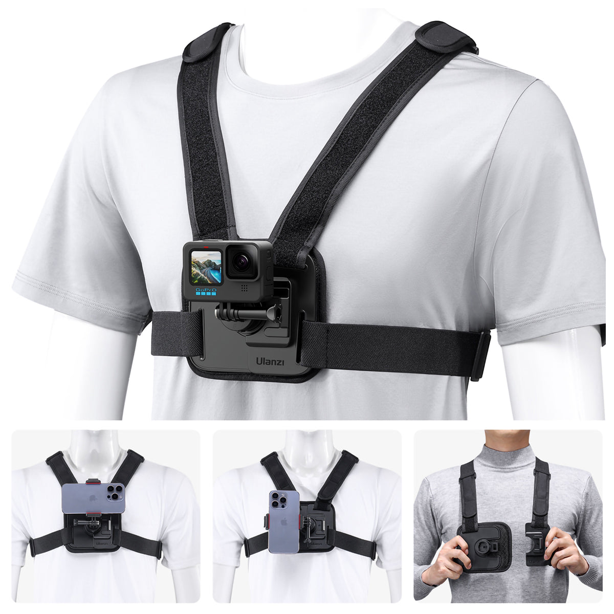 Chest-Mount ULANZI CM028 GO-QUICK II harness for GoPro HERO 13 12 11 10 9 8 7 Model CM028