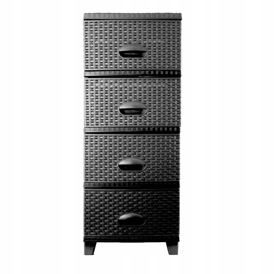 Chest of 4 drawers rattan modern 94 cm HIT! for bathroom on the plot garage Manufacturer code K-TRN-068-CZARNA