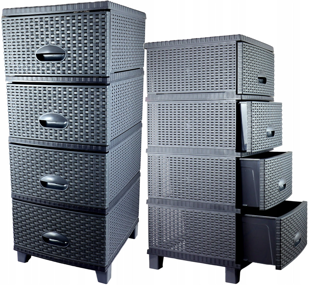 Chest of drawers Rattan TURAN Anthracite 4 Drawers Plastic Spacious Manufacturer code Iskierka-5902600284529