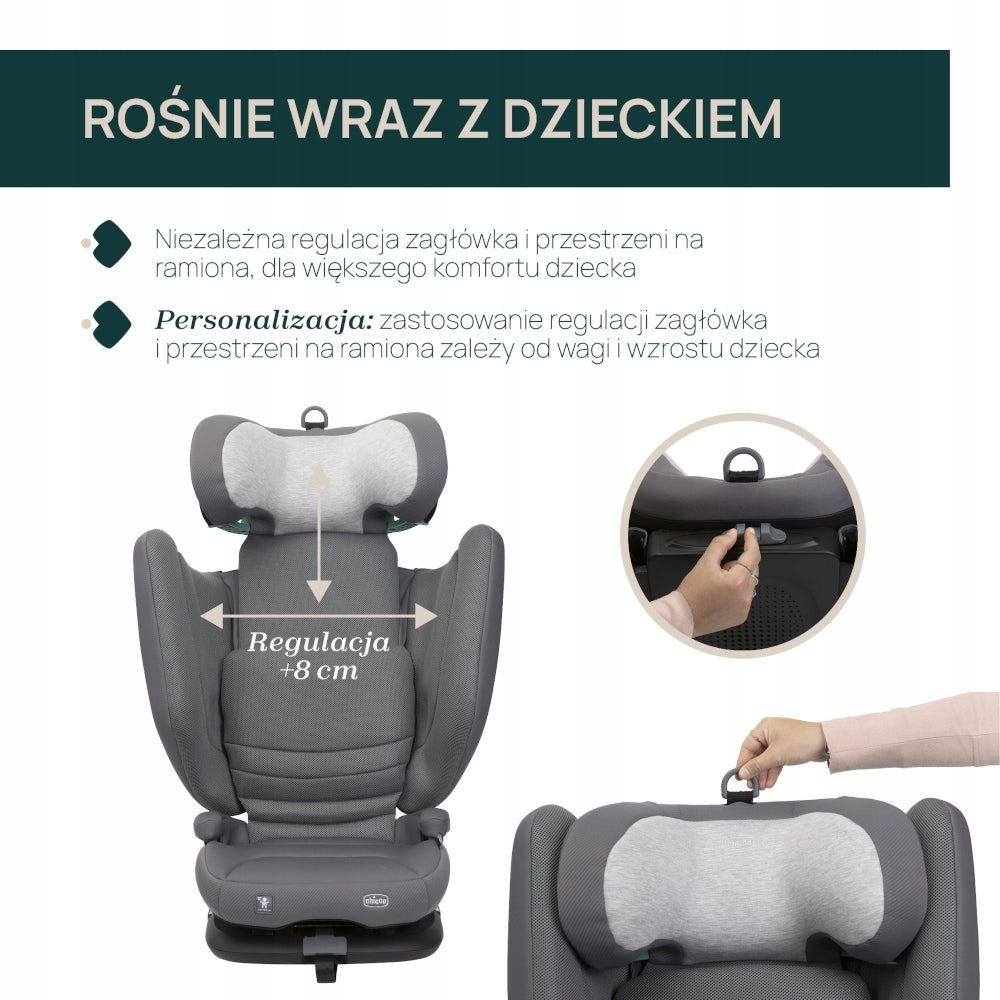 Chicco Fold&Go S i-Size - Car Seat 100-150 cm | Glam Grey Weight category 15-36 kg