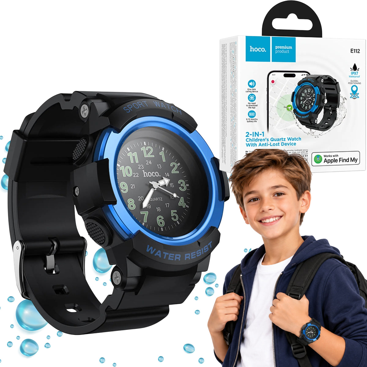 Child Locator for Apple Find My Hoco Children's Watch E112 Black