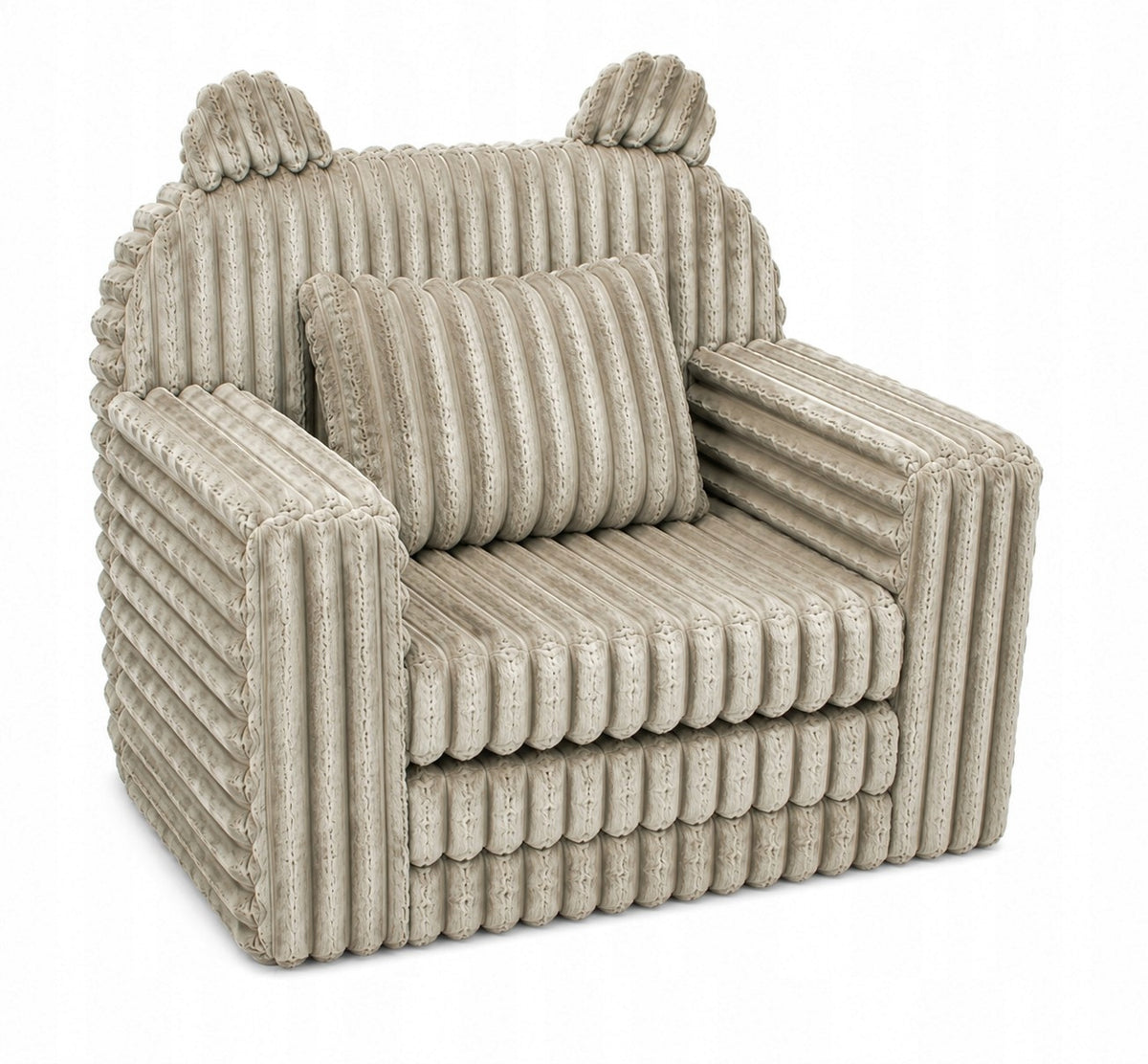 Children's Armchair Sofa Multifunctional Folding Beige Soft with Ears