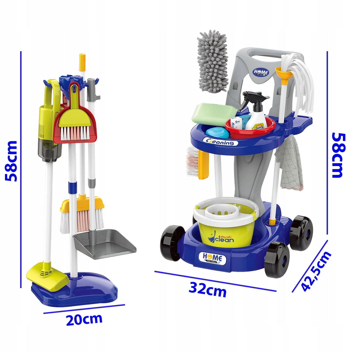 Children's Cleaning Kit 29in1 Accessories Stroller + Vertical Vacuum Cleaner Kid's age 3+ years