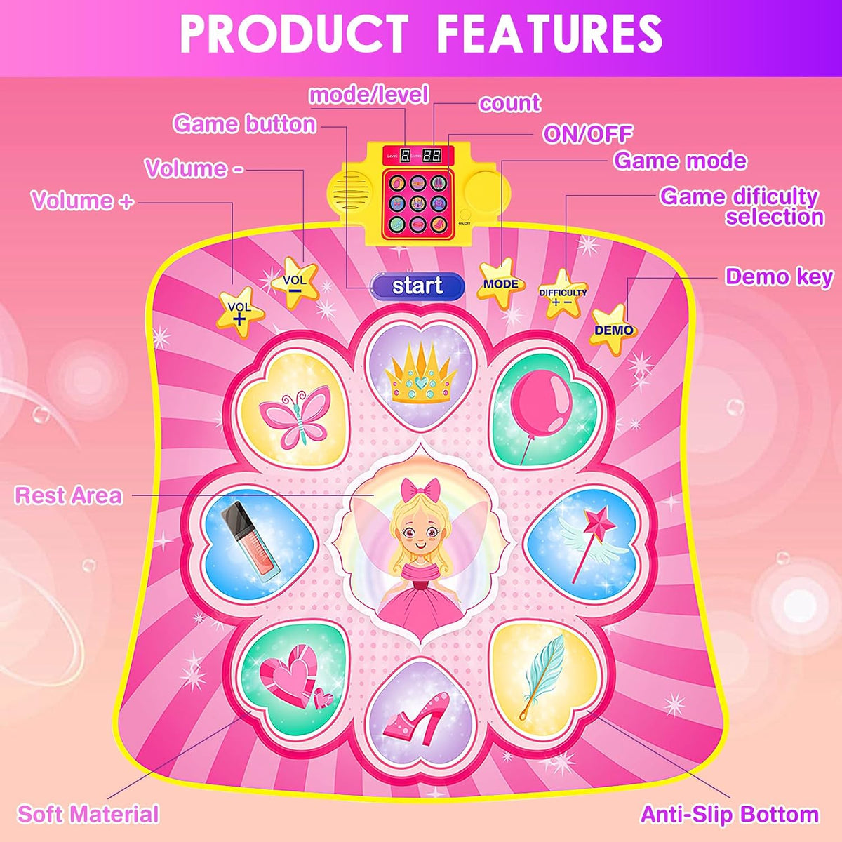 Children's Dance Mat Arcade Game Musical Princess Sound Manufacturer code ZABAWNA MATA DO TAŃCA