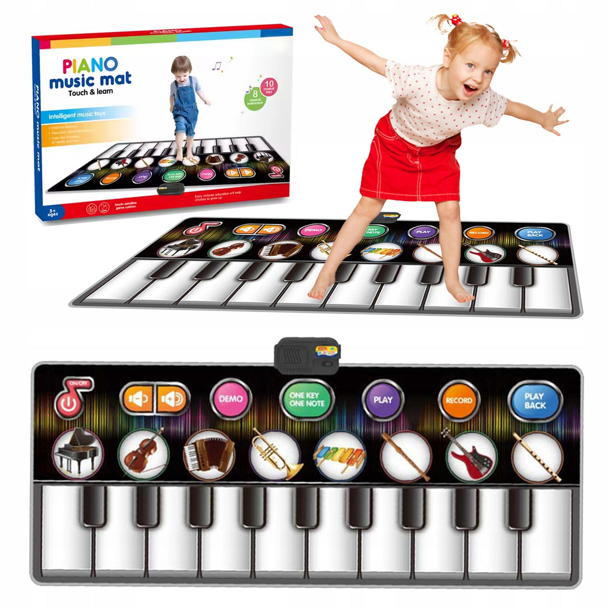 Children's Dance Music Mat PIANO INSTRUMENTS Recording 148x60cm Brand Stator