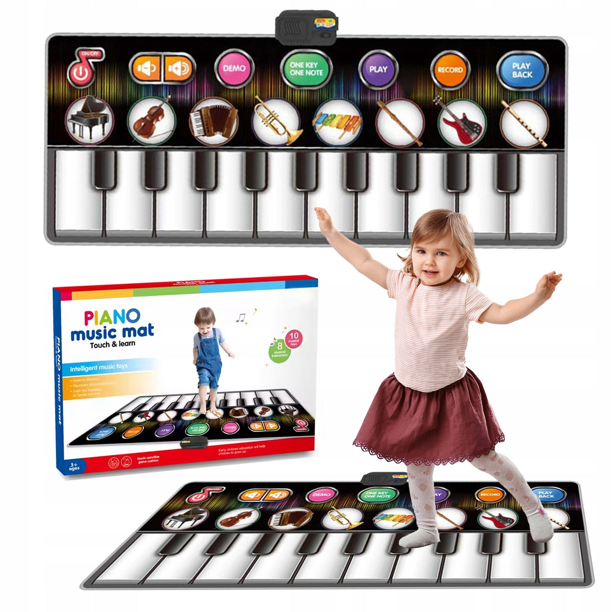 Children's Dance Music Mat PIANO INSTRUMENTS Recording 148x60cm Kid's age 3+ years
