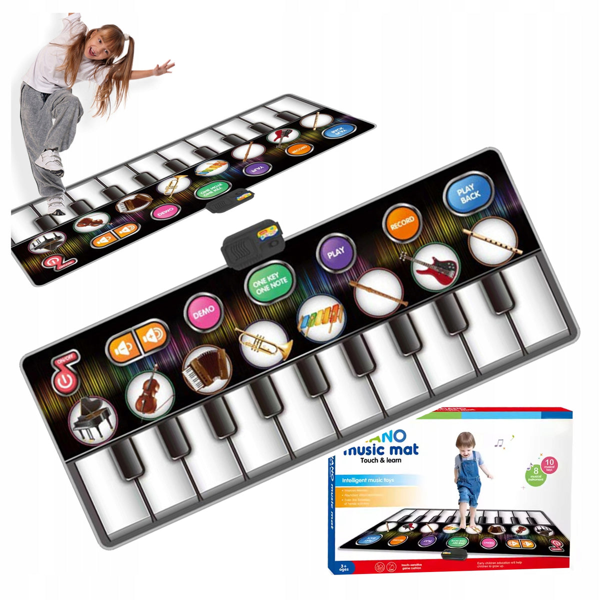 Children's Dance Music Mat PIANO INSTRUMENTS Recording 148x60cm