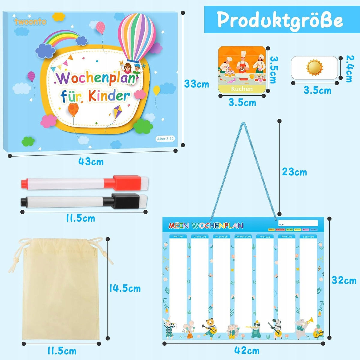 Children's Day Planner Magnetic Board 32x42cm German Manufacturer code X0020XQMBJ