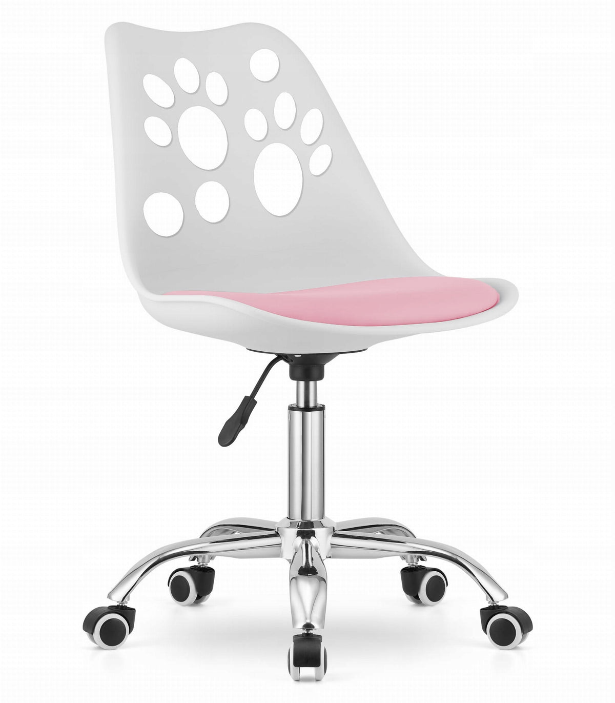 Children's Desk Chair Swivel Chair on Wheels White and Pink LOL Medical device no