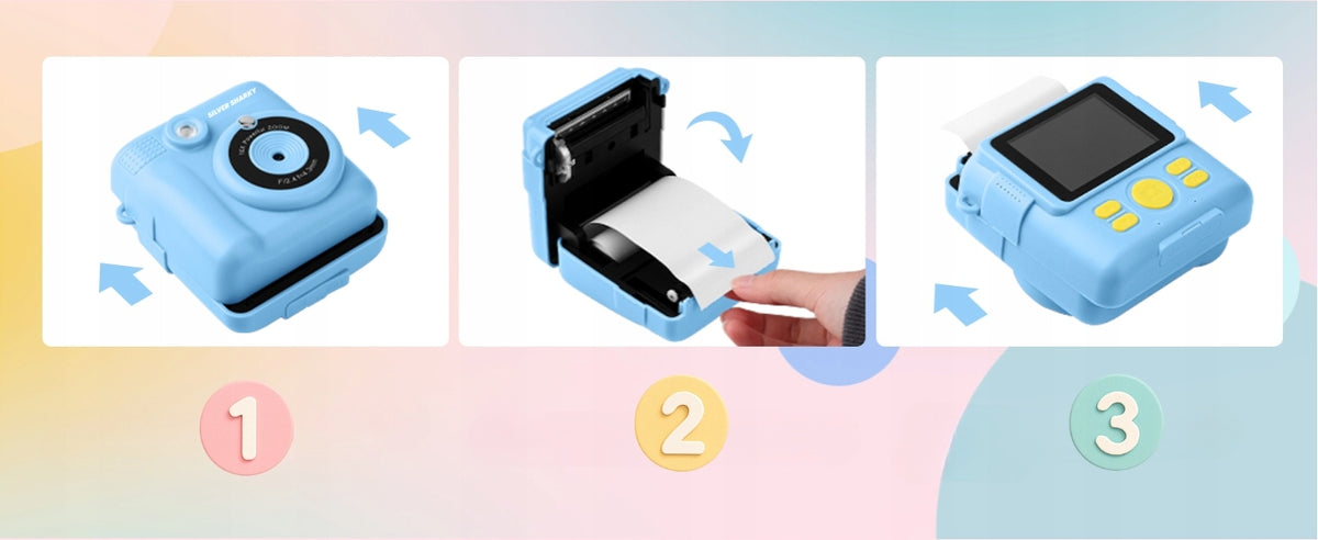 Children's Digital Camera Instant Photography With Printer + CARTRIDGES Manufacturer code APARAT DLA DZIECI NATYCHMIASTOW SILVER SHARKY