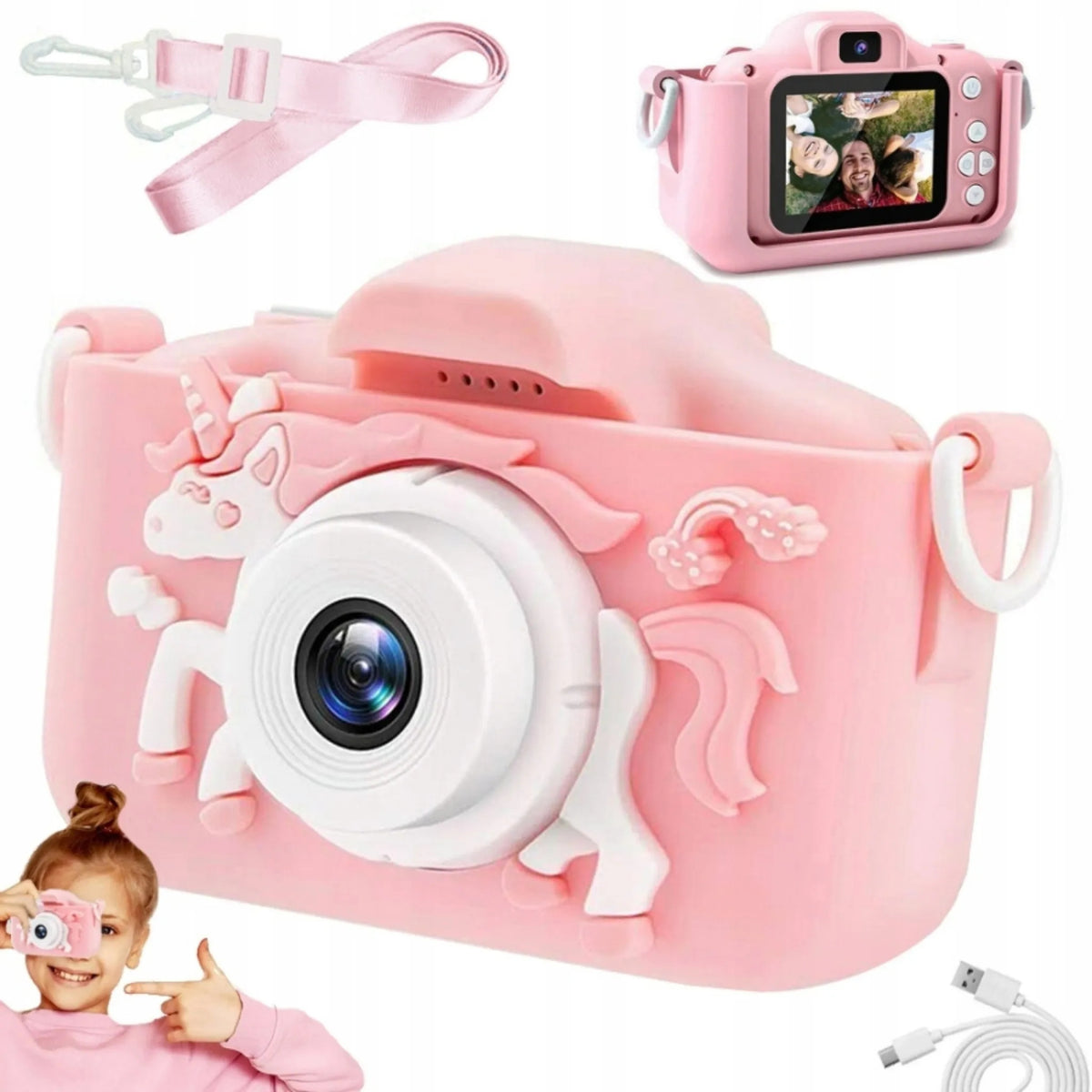Children's Digital Camera X5 Unicorn 40MP Perfect Gift Pink Camera Manufacturer code Dziecięcy Aparat Cyfrowy X5 Jednorożec Kamera
