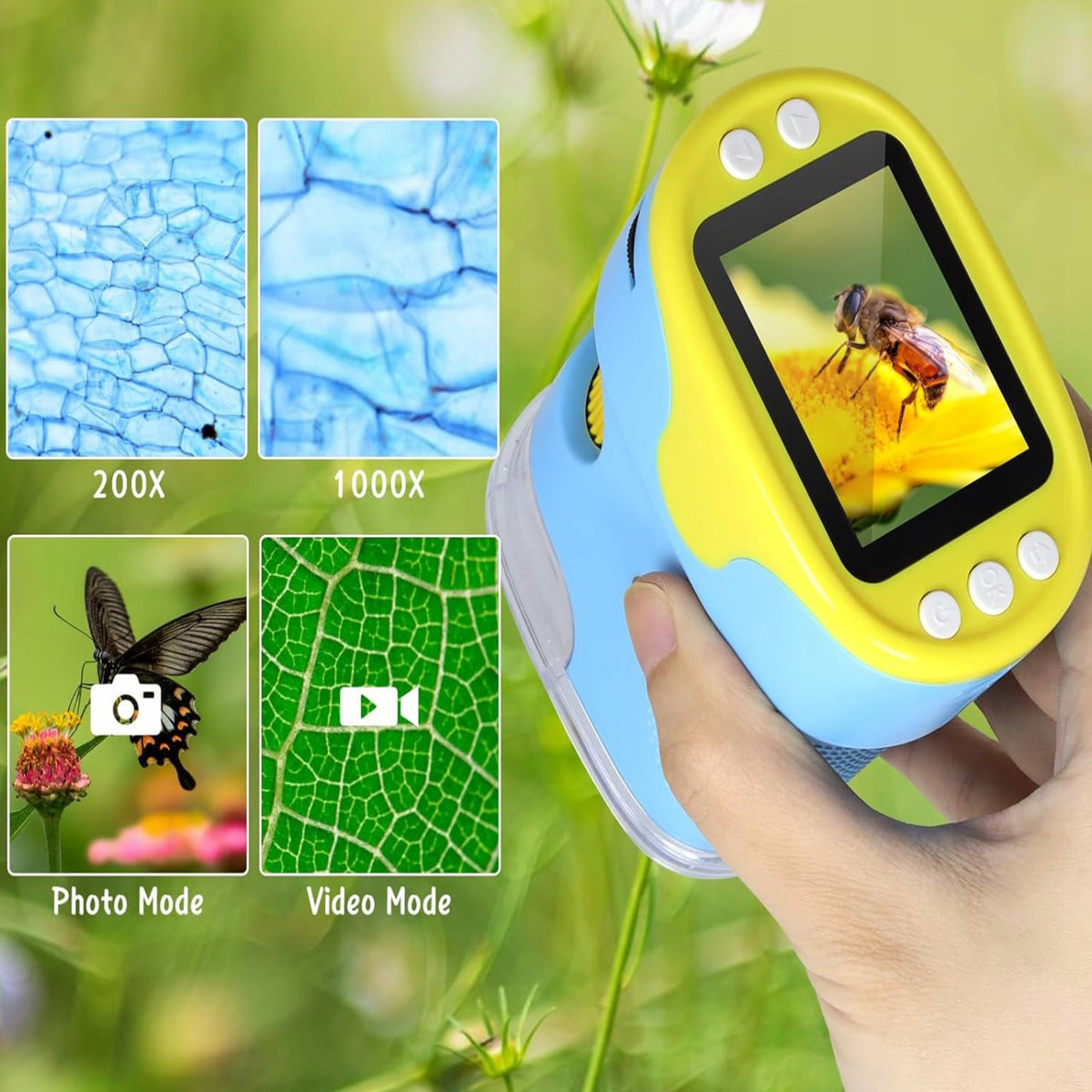 Children's Digital Microscope 4in1 1000x Screen Camera Telescope Tripod Manufacturer code MIK04 F2 niebieski