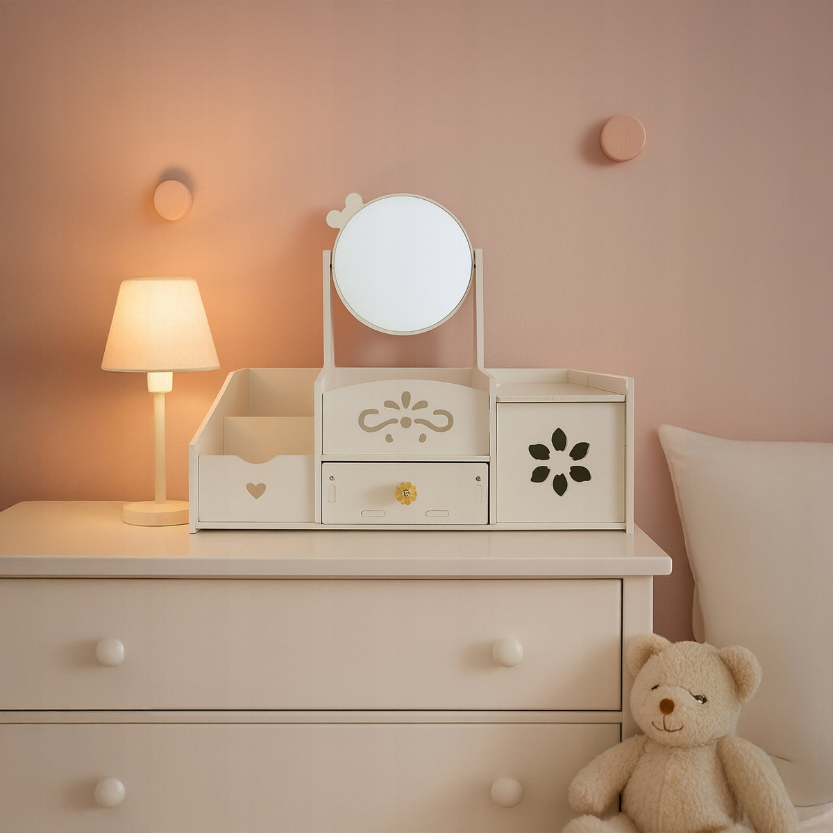 Children's Dressing Table Girls Toy Cosmetic Organizer With Mirror Brand no brand