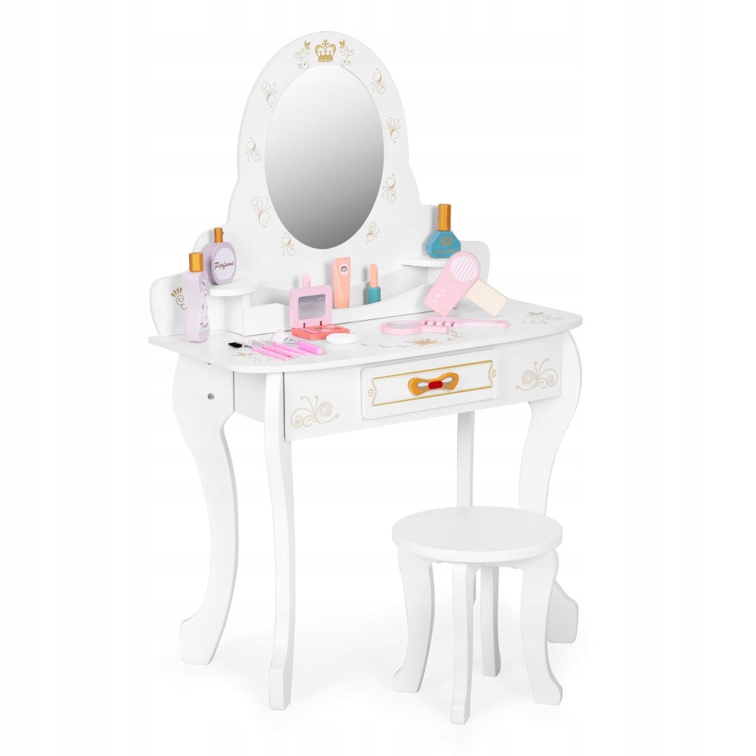 Children's Dressing Table Wooden Large With Mirror For Girls Pink Accessories Packaging status original
