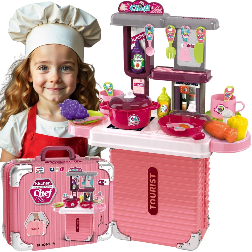 Children's Kitchen Toy Folding in Suitcase Handy for 3 4 5 6 year old
