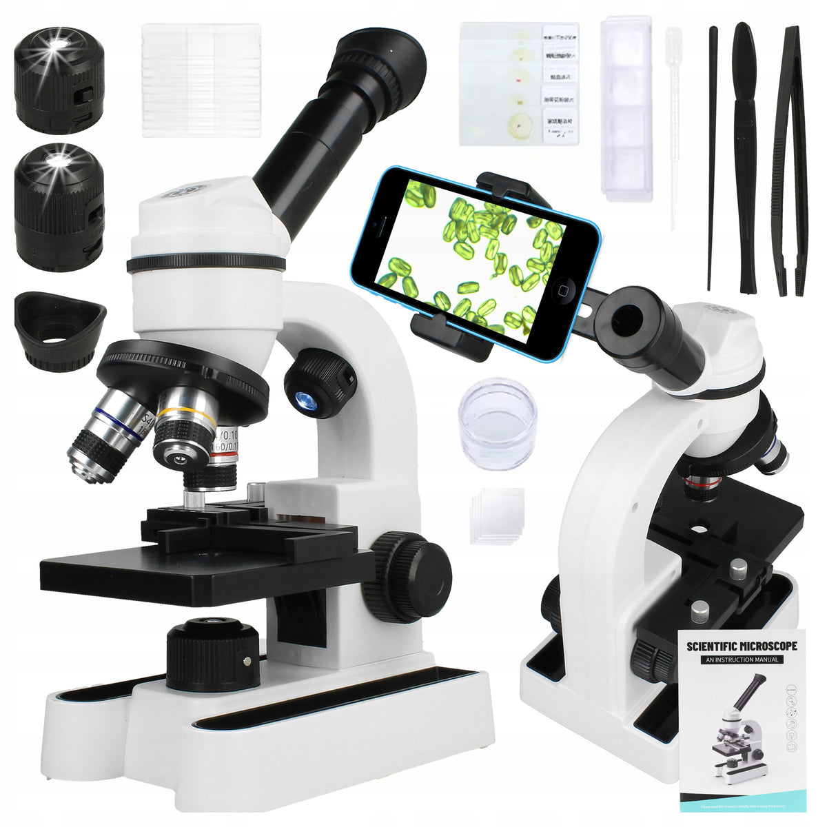 Children's Microscope OPTICAL POWERFUL Zoom 1600x Light 3x Lens + Accessory