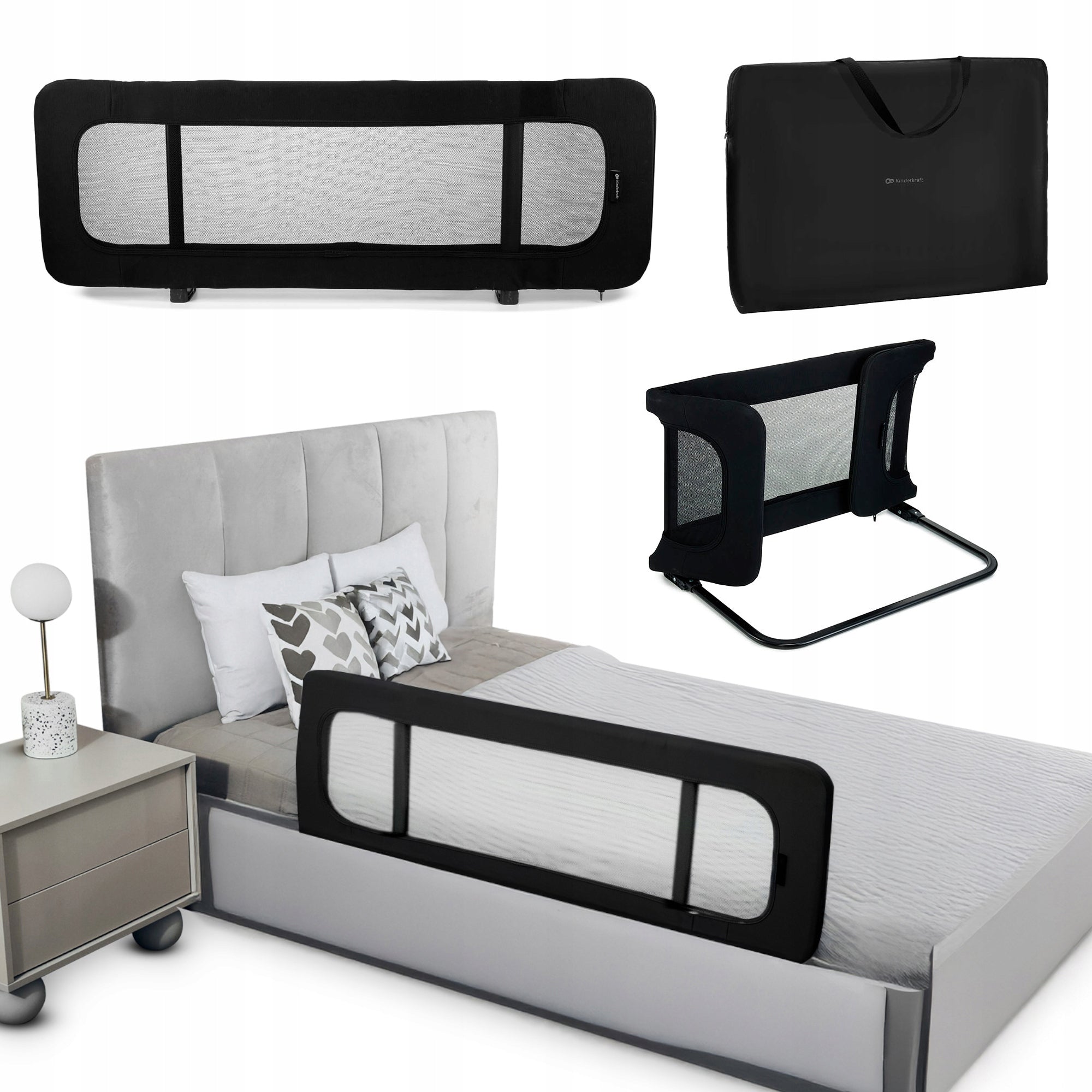 Children's Protective Barrier for Bed Kinderkraft Guard&Dream Black 120x40