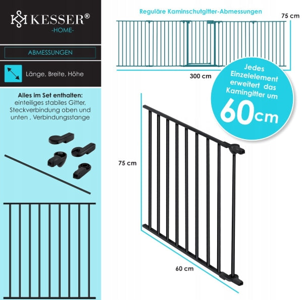 Children's Security Gate Fireplace Cover One-Piece Black EAN (GTIN) 4255598301121
