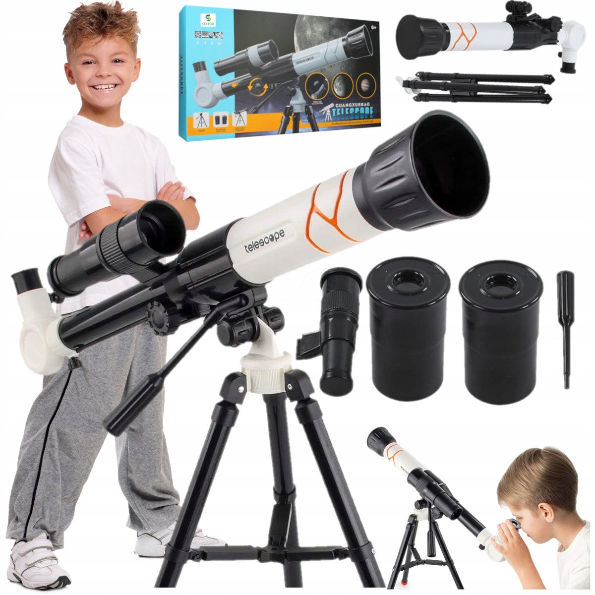 Children's Telescope Educational Observation Scope 3x Eyepiece 20x 30x 40x