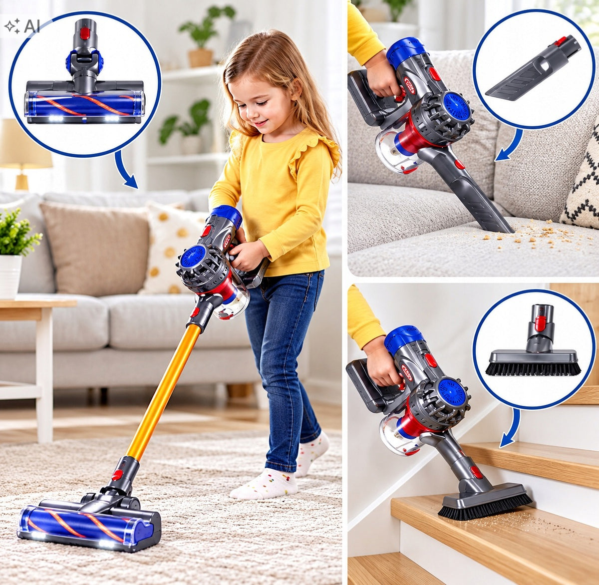 Children's Vacuum Cleaner Vertical 3in1 with Suction Sound and Balls Gift Packaging status original