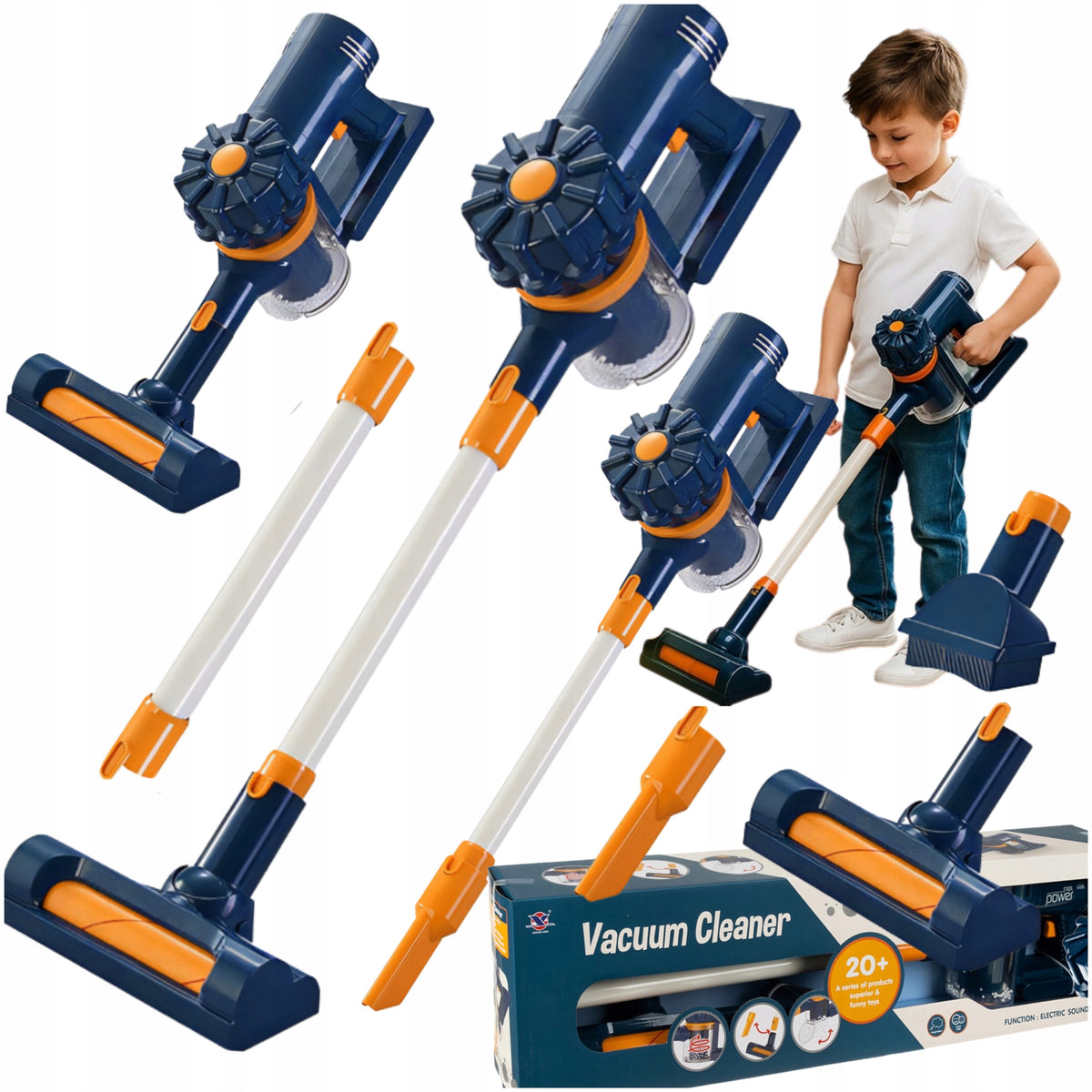 Children's Vacuum Cleaner Vertical Toy with Suction Function Sound Akcesoria 2in1