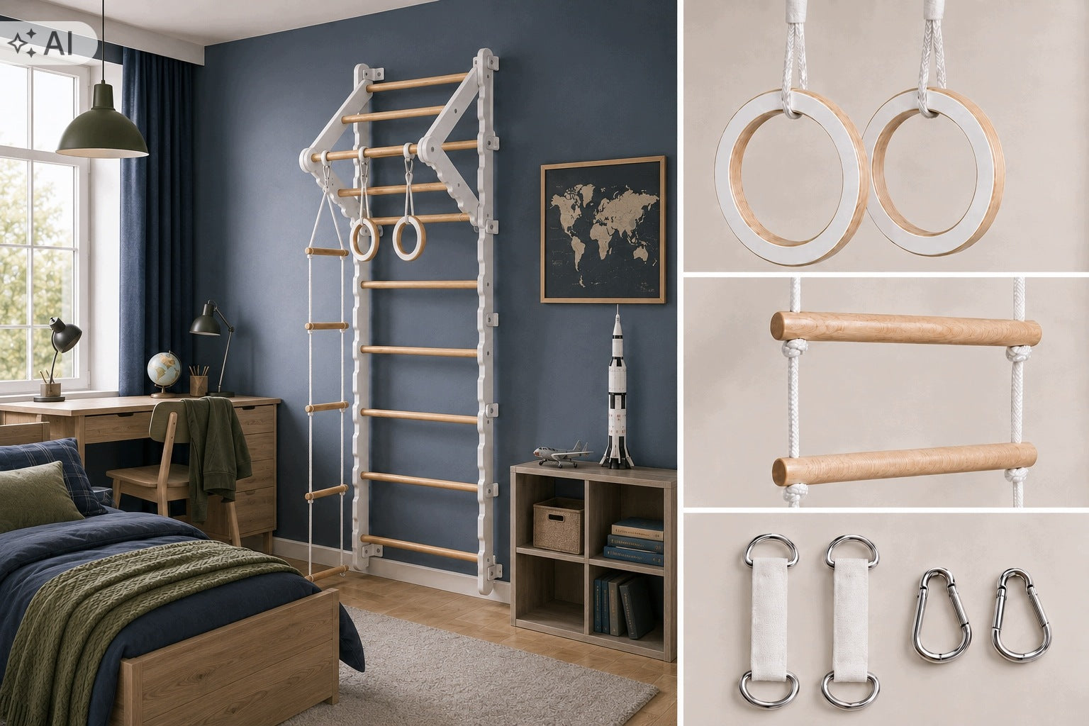 Children's Wooden Pull-Up Gymnastic Ladder for Premium Room Brand SPORT BLAST