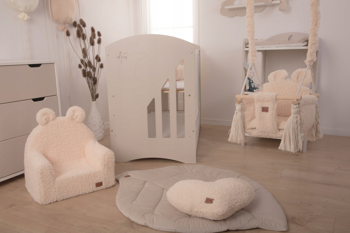 Children's armchair bear -FOTELIK-POUF WITH BACKREST plush powder pink BEAR Brand Baby-Raj