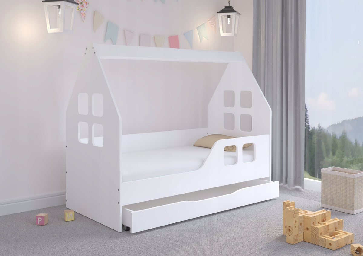 Children's bed COTTAGE with DRAWER 140x70 + mattress White Or Sonoma EAN (GTIN) 5903760653675