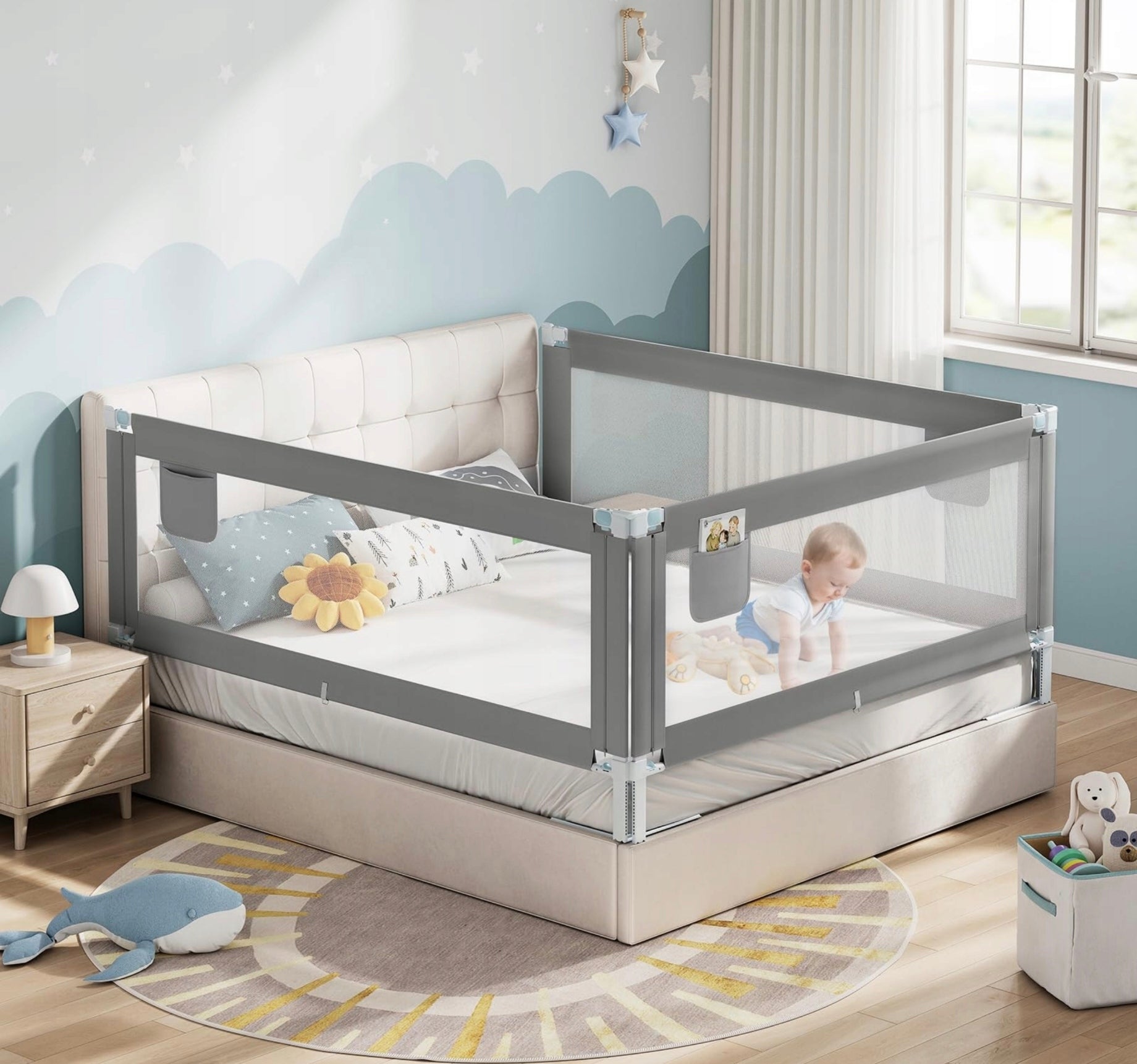 Children's bed barrier, with double safety block 150cm Packaging status original