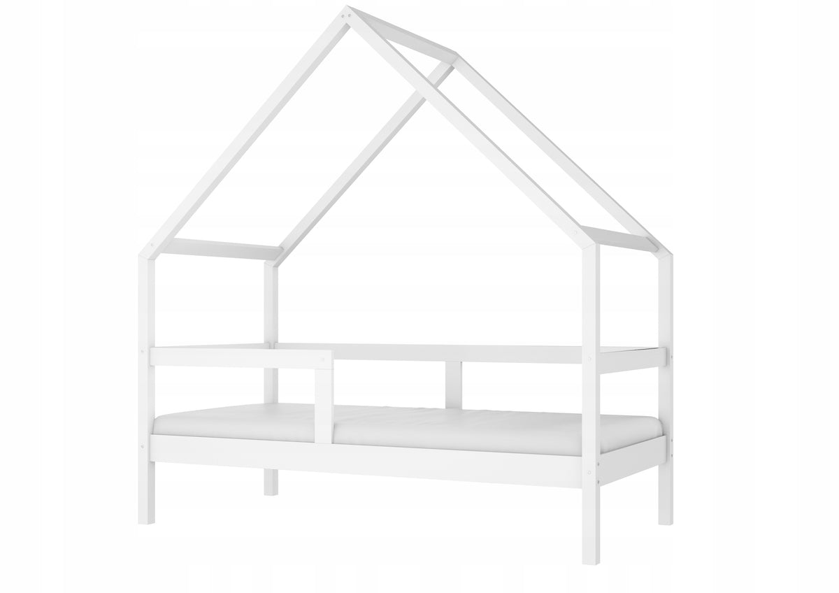 Children's bed cottage PEAK 160x80 pine white mat