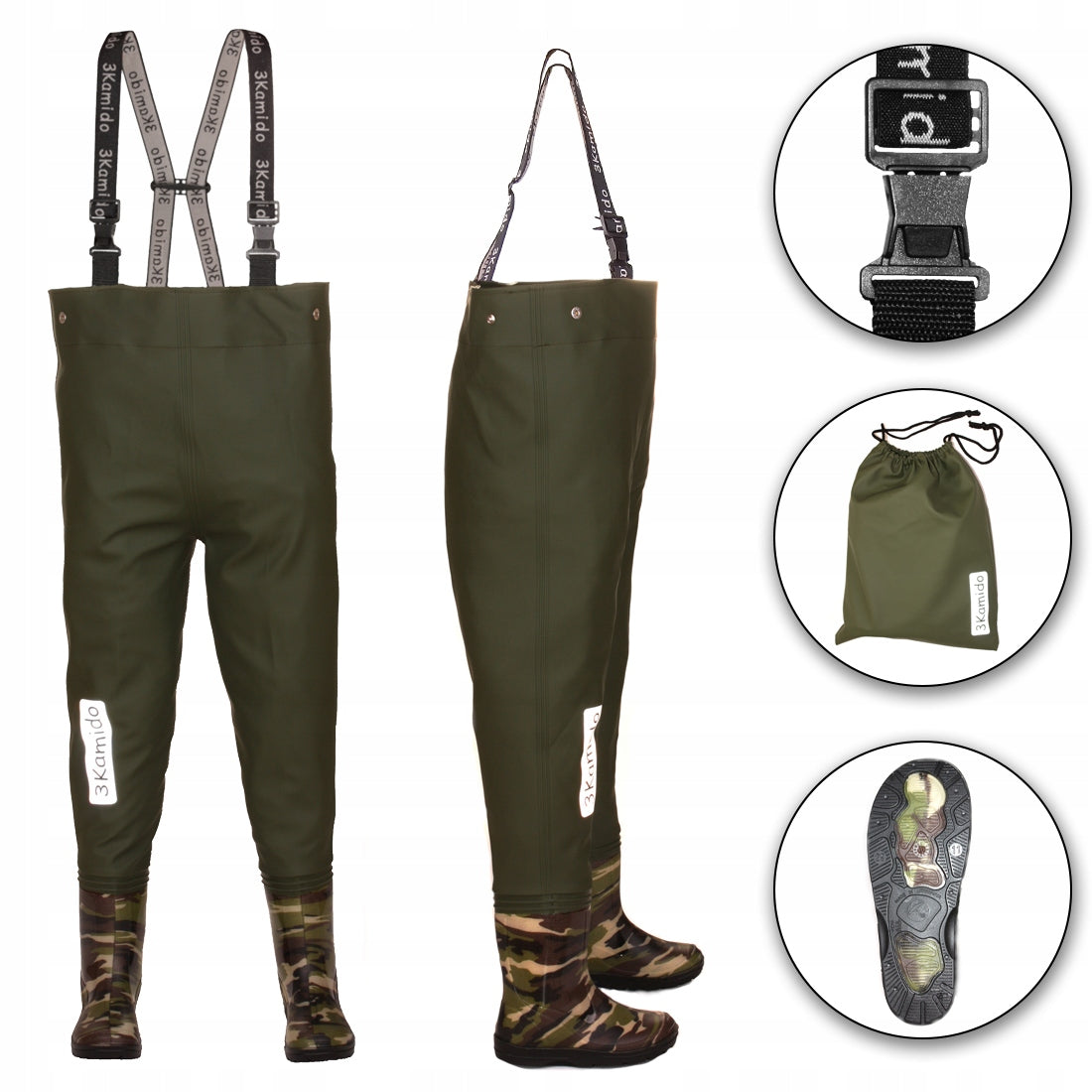 Children's bottoms 3Kamido, waders, waders - MORO, green r.34/35 Color green