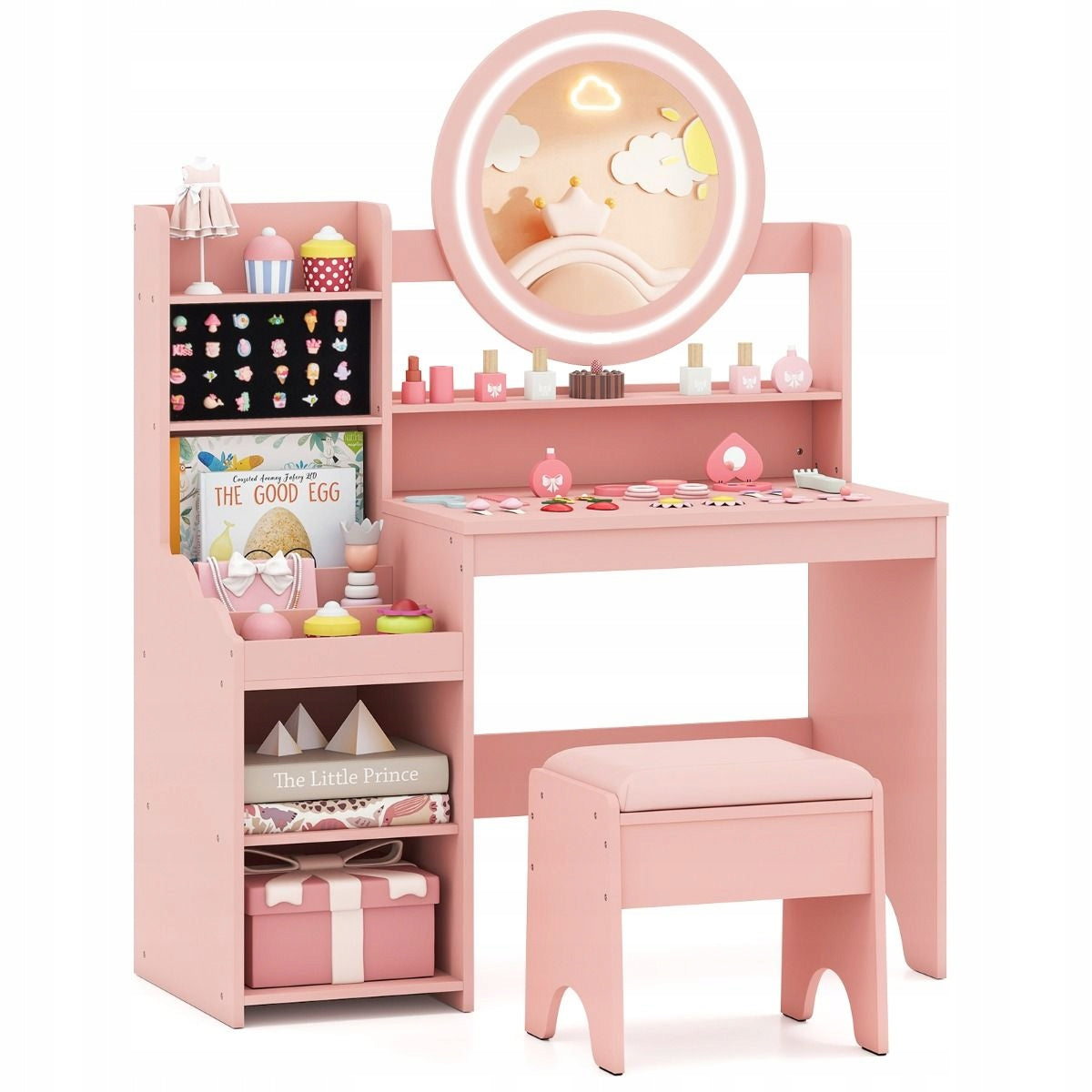 Children's dressing table with mirror Children's dressing table with stool