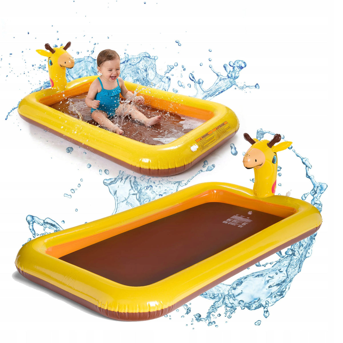 Children's inflatable pool with fountain AQUASTIC yellow Versatile Durable