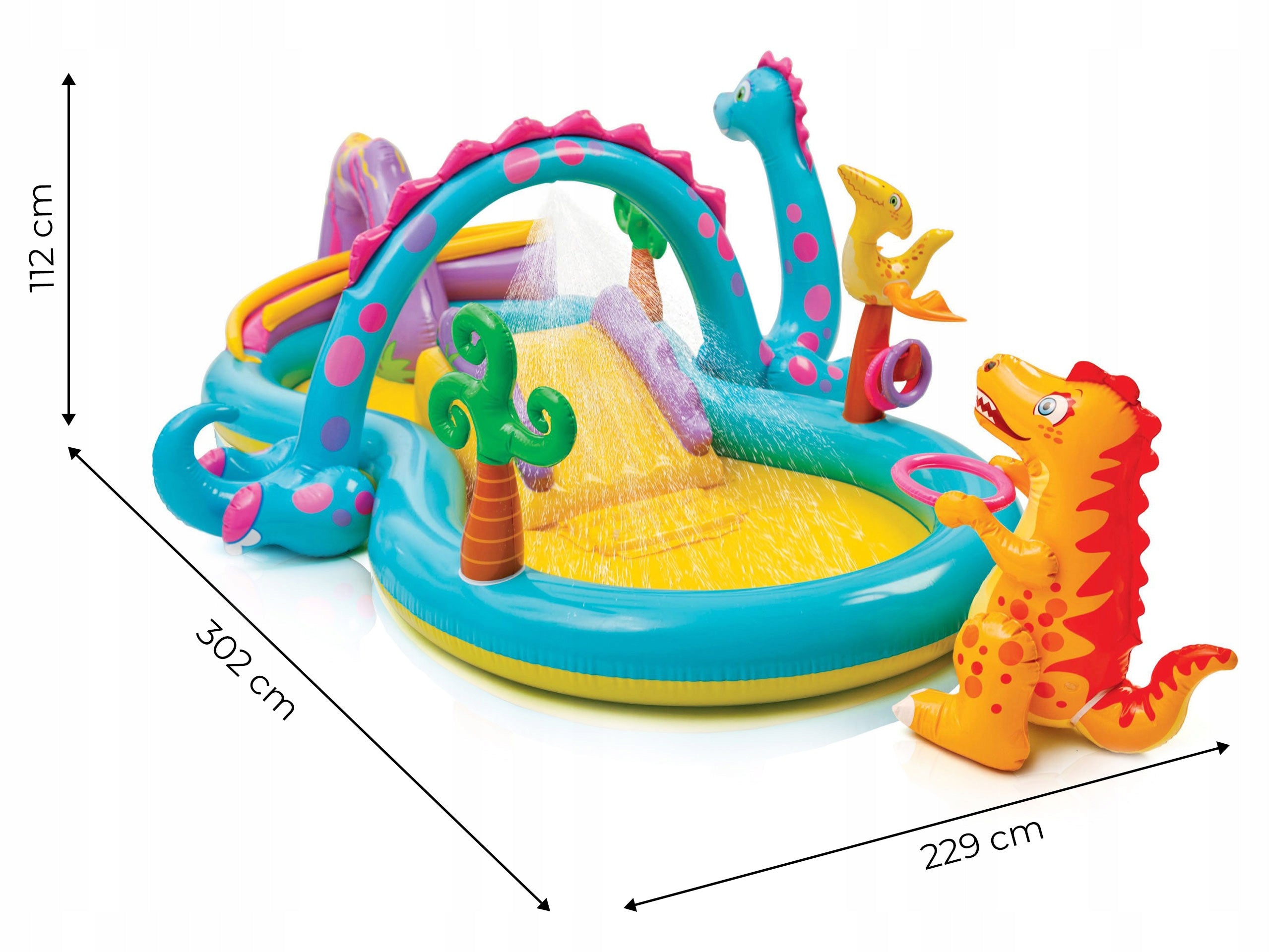 Children's inflatable pool with slide DINO playground Children's pool Volume 82 l