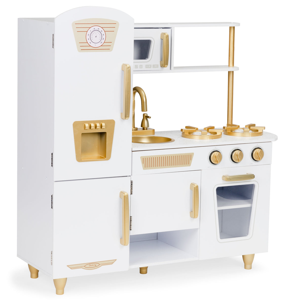 Children's kitchen wooden large white and gold ECOTOYS Brand Ecotoys